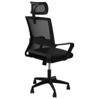 Silla de Oficina, Silla de Escritorio Giratoria,Ergonómica con Malla, Oscilante, Asiento 55 cm, Apoyabrazos, Color Negro